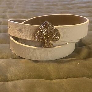 Kate Spade Cream Belt with Sparkling Spade Buckle